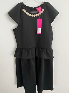 NWT Lilly Pulitzer Girls Casey Fit and Flare Dress Onyx Black Size 16 XXL $98
