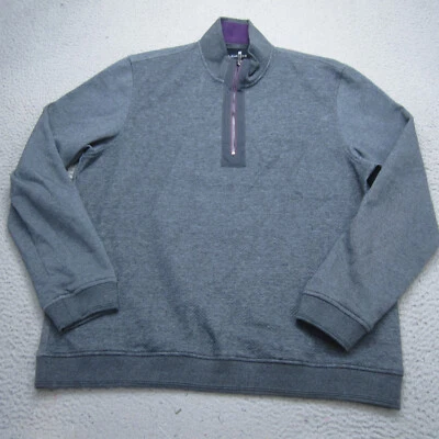 Bugatchi 1/4 Zip Mens 2XL Gray Fleece Stretch Casual Preppy Golf - Image 1 of 4