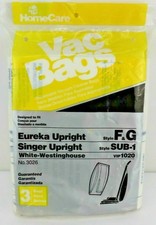 Eureka Upright Vacuum Bags F&G Singer Sub-1 White Westinghouse VIP 1020 No 3026 