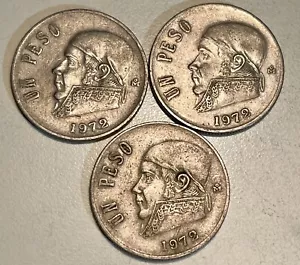 MEXICO 1972 UN PESO vintage world foreign Mexican X 3 Coins - Picture 1 of 2