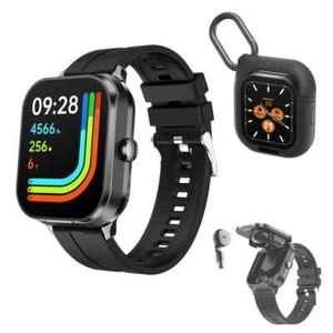 2 in 1 Smart Watch With TWS Earbuds Bluetooth Wireless Headset For iOS Android - Picture 1 of 26