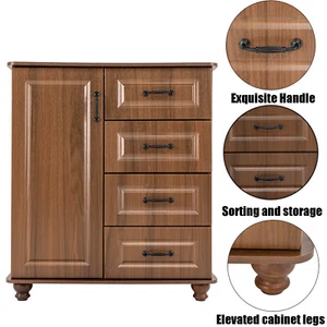 Hallway Storage Cabinet with Door Floor Storage Stand Home Furniture & 4 Drawers - Picture 1 of 24