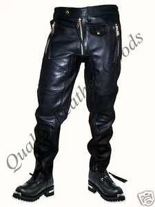 JEANS DE CUERO GENUINO PREMIUM CUERO CUIR PARA HOMBRE CON PANTALONES DE SPANDEX PANTALONES MOTERO - Imagen 1 de 6