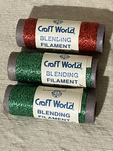 VTG 3 Craft World Red & Green Blending Filament Embroidery Thread Glimmer - Picture 1 of 2