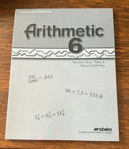 Abeka Arithmetic 6 Math Quiz Test Speed Drill Key Answer Grade Fourth Edition - Picture 1 of 2