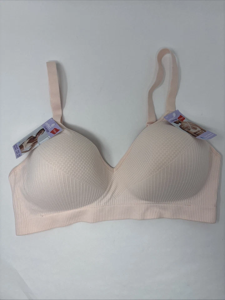 Hanes Wirefree Bra SmoothTec Wicking Cool Smooth Comfort Stretch Small Pink A5