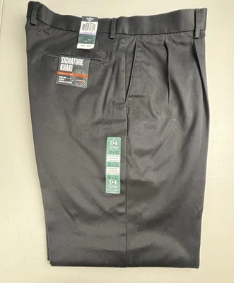 ¡NUEVO! Pantalones DOCKERS Signature Caqui D4 Para Hombre 38x32 Calce Clásico Plisados Negros Nuevos con Etiquetas Foto 1 de 4