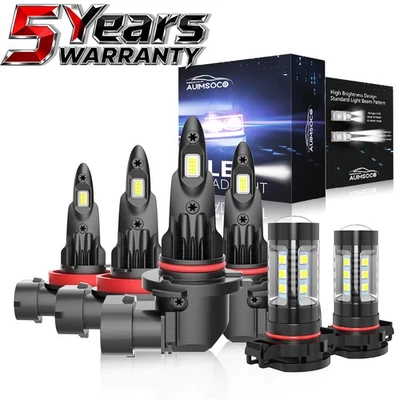 For 2011-2014 Dodge Charger 6x LED Headlights Super Bright White 60000LM Combo - Image 1 of 4