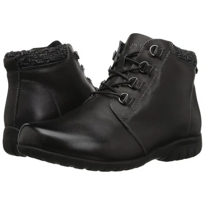Botas al tobillo Propet para mujer 9W negras de cuero Delaney con cordones vanguardistas elegantes LB2-11 Foto 1 de 4