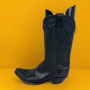 Lucchese Grace 12" Mens Sz 8 Black Snip Toe Leather Cowboy Boots Western - Picture 1 of 22