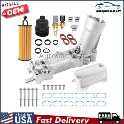 Aluminum Engine Oil Cooler Filter Housing Fits 11-16 Dodge Jeep Chrysler Ram3.6L Foto 1 de 4