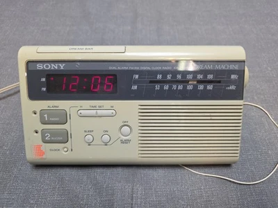 Sony ICF-C220W Dream Machine Radio AM/FM Vintage Doble Despertador Reloj Digital Probado Foto 1 de 4
