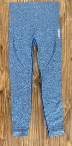 GYMSHARK Original Seamless Leggings Marl Blue Athletic Gym Yoga Pants Small - Picture 1 of 10