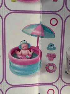 My Mini Baby Series 2 - Pink & Teal Pool with Baby In Shark Bonnet & Pool Float - Picture 1 of 1
