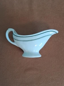 Vintage Shenango Gravy Boat White Green 6 Inch - Picture 1 of 5