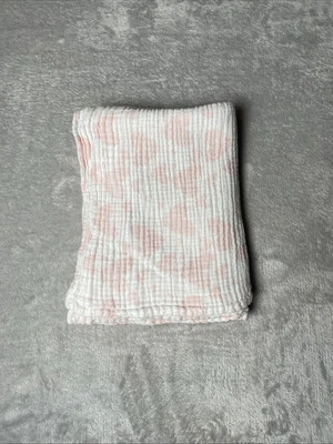 Manta Bebé Muselina Garbanzo Rosa Corazones Blanco Envoltura Algodón Lovey 36"x40" Foto 1 de 4