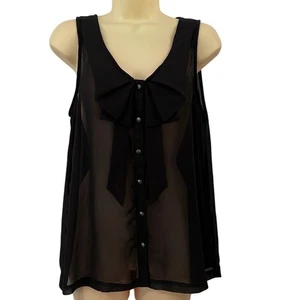 Only Weekend Wardrobe schwarze transparente ärmellose Bluse Damen Größe (40) 12 Knopfleiste - Bild 1 von 7