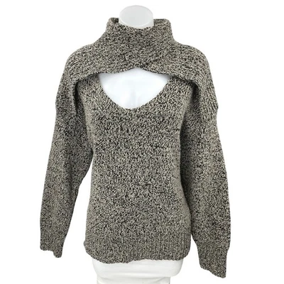 Suéter Suéter Top Zara Negro Grueso Tejido Recorte Cuello Simulado Manga Larga Talla L Foto 1 de 4