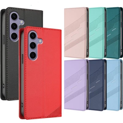 For Samsung S25 S24 S23 S22 S21 Magnetic Embossed Flip Wallet Case Phone Cover - Image 1 of 4