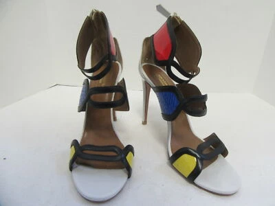 AQUAZZURA многоцветный firenze кожи и лакированная кожа сандалии каблуки размер 39,5  - Изображение 1 из 4