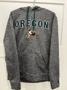 Oregon Ducks Gray TOP OF THE WORLD SEWN Spell Out W Mascot Hoodie SZ S - Picture 1 of 5