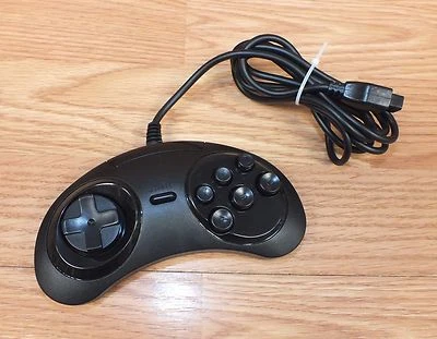 Unbranded/Generic Black Wired Controller / Game Pad For Sega Genesis **READ**  - Image 1 of 2