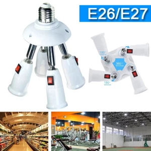 4 in 1 E26/E27 Adjustable LED Bulb Socket Splitter Adapter W/ Independent Switch - Picture 1 of 12