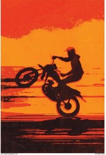 VINTAGE REPRODUCTION RACING POSTER ENDLESS SUMMER MOTORCYLE ON THE BEACH