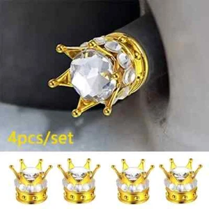 4pcs Crown Diamond Metal Tire Valve Caps - Fit for Car Wheels, Durable & Stylish - Picture 1 of 1