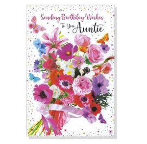 AUNTIE Birthday Card Flower Female Adult ( aunty aunt ) - 7.5"x5.25" - Picture 1 of 3