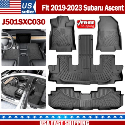 Black NEW Specific For 2019-2023 Subaru Ascent All Weather Floor Liner Mats Set - Image 1 of 4