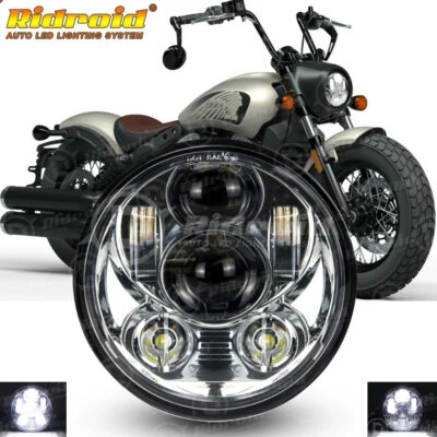 For Indian Scout Bobber 2017-2021 5.75" LED Headlight Projector Hi/Low Beam Bulb Foto 1 de 4