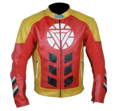 Iron Man Leather Jacket Real Leather Motorbike cafe Racer jacket Biker Style - Image 1 of 3