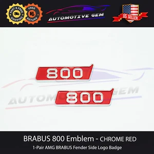800 Emblem BRABUS Style Red Chrome Fender Logo Badge AMG Mercedes W463 W222 W205 - Picture 1 of 5