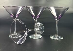 Vintage - Set of 4 - Martini Glasses - Purple Bowl/Clear Stems