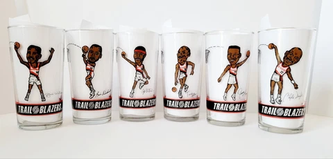 Portland Trail Blazers Vintage 91-92 Dairy Queen Collector Glasses FULL SET of 6 Cover