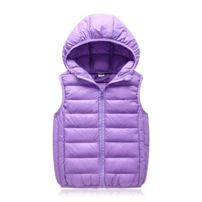 Kid Boy Girl Baby Vest Bodywarmer Gilet Padded Light Jacket Hooded Bread Coat - Image 1 of 4