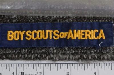 Boy Scout America BSA Yellow Blue Uniform Shirt Embroidered Script Patch MV489 - Image 1 of 2