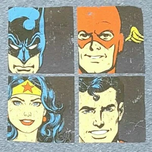 Justice League T-Shirt Retro Ringer DC Comic Batman Superman Winder Woman Flash  - Picture 1 of 3