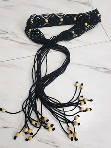Beaded Tie Waist Rope Belt Western Cowgirl Festival Fairy Boho Artsy Fringe Y2K - Picture 1 of 8