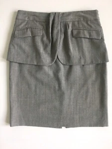 LOVE MOSCHINO Gray Pinstripe Wool Peplum Pencil Skirt 8US Office Corp Secretary - Picture 1 of 12