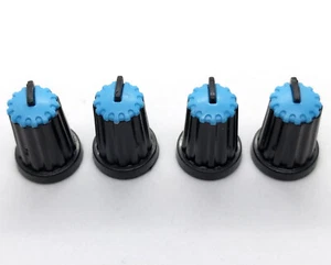 4 Black & Blue D-Shaft Pot Knobs for 6mm 270° DJ-TECH BEHRINGER SOUNDCRAFT - Picture 1 of 6