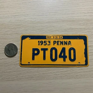1953 Pennsylvania PT040 Mini Bicycle Cereal Premium License Plate LP247 - Picture 1 of 2