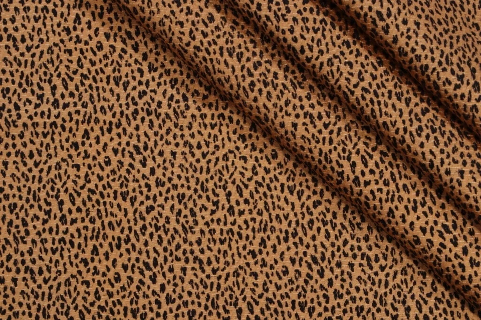 P/KAUFMANN P Kaufmann LINX NUGGET Poly Blend Orange Leopard Drapery Uph Chenille Fabric