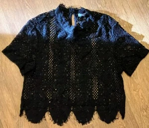 Zara lace embroider effect black see through crop top - Picture 1 of 7