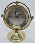 Vintage Working SETH THOMAS Brass "Nautical Style" Desk Shelf Mantel Ship Clock 