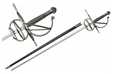 43.5" Medieval Silver Rapier Sword With Scabbard Wire Wrapped Handle - Image 1 of 4
