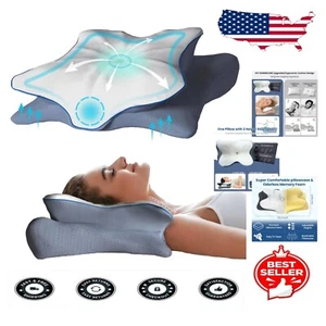 Cervical Pillow for Side, Back & Stomach Sleepers - Premium Memory Foam Comfort - Picture 1 of 10