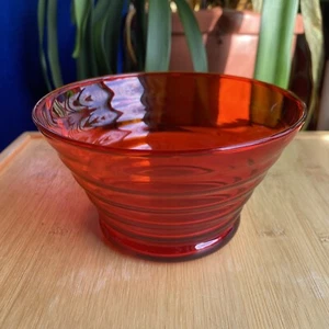 TAG Round Orange Optic Ribbed Step Bowl 5.25” UV Reactive Glow - Picture 1 of 9