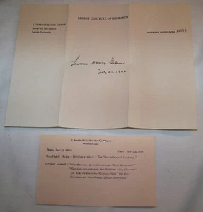 AUTOGRAPH PULITZER PRIZE LAWRENCE HENRY GIPSON HISTORIAN LEHIGH INSITUTE - Picture 1 of 3
